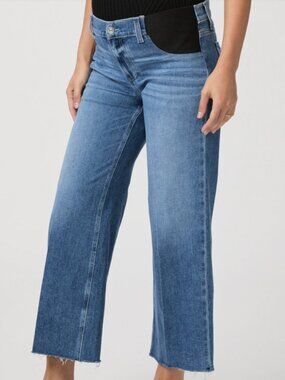 Paige 'Anessa' Maternity Wide Leg Denim Jeans | Rockshow Distressed | Sz 29